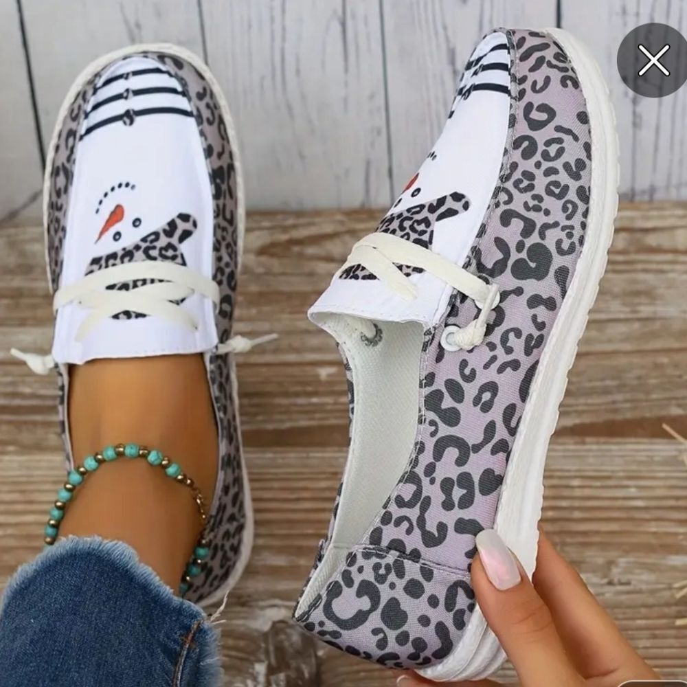 Chic Snowman Leopard Print Loafers - Picture 3 of 6